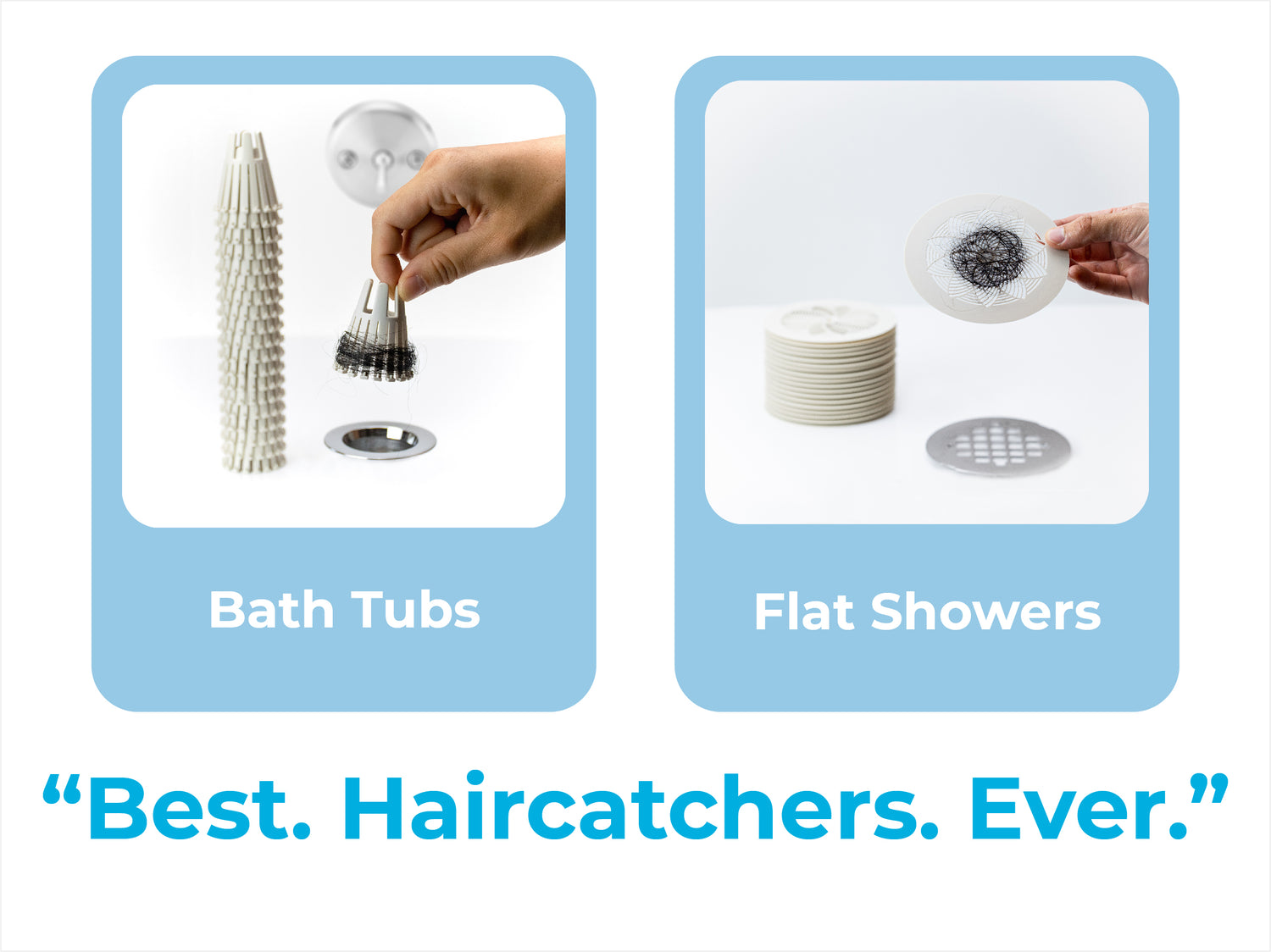 Hairclaw Disposable 20 Pack | Bathtub Hair Catcher Strainer Trap for Tub Drain | Eco-Friendly Bioplastic